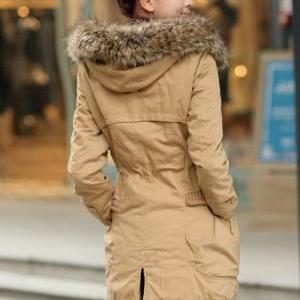 Womens Winter Coats Faux Fur Lining Parka With Fur..