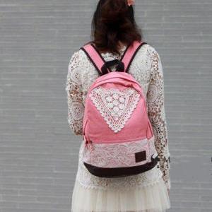 Pink Backpack With Lace