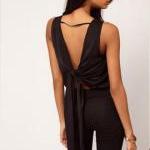 Sexy Bow Design Backless Blouse Top