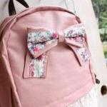 Pink Lace Backpack With Knot