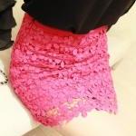 Pink High Waisted Lace Mini Skirt
