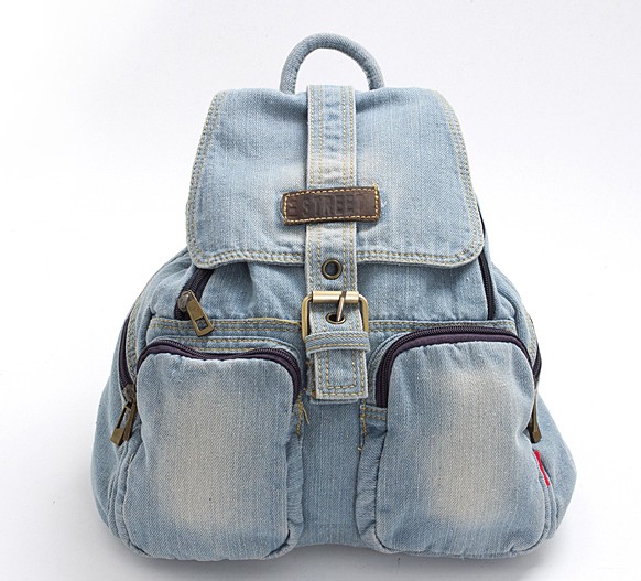 Light Blue Denim Backpack